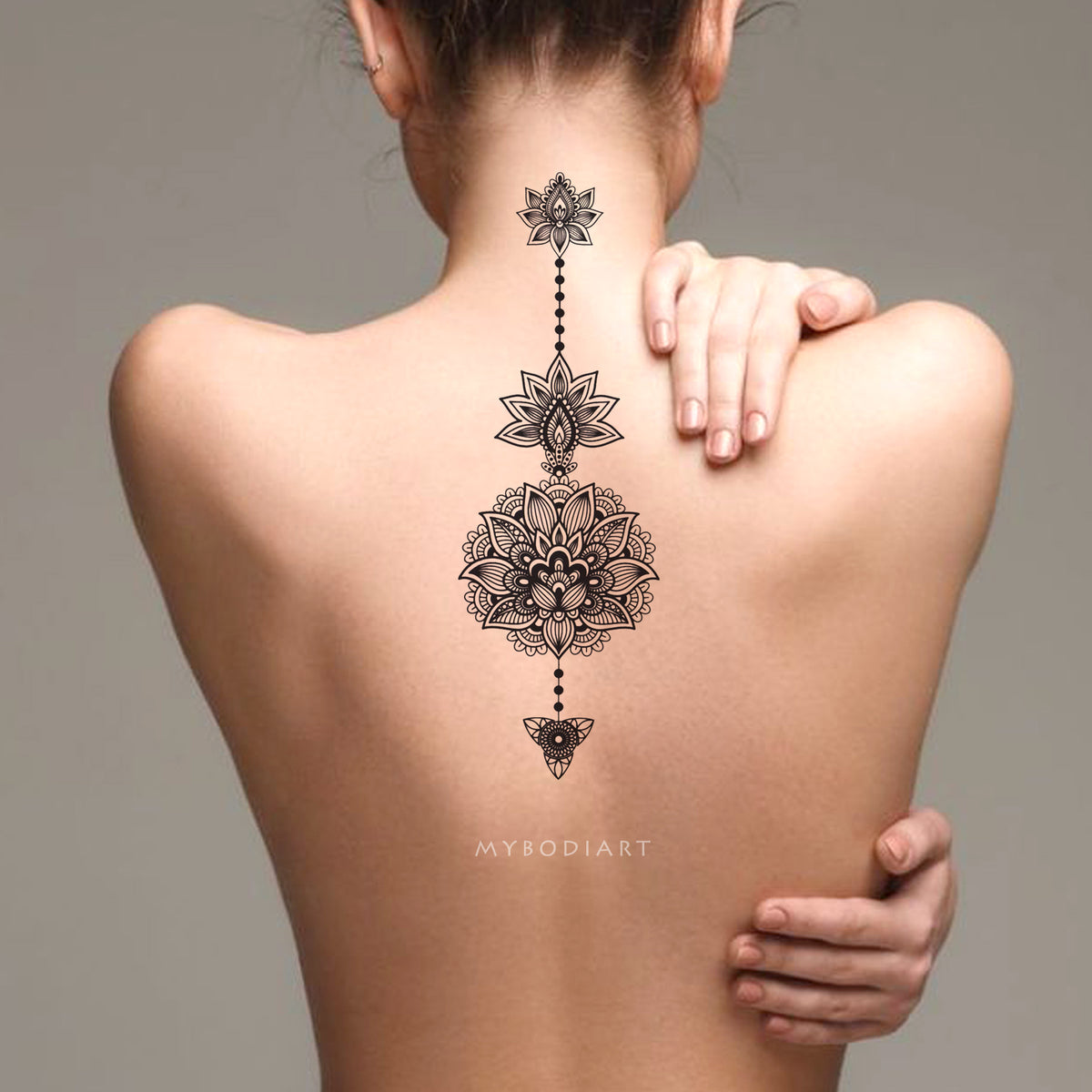 Black Tribal Lotus Temporary Tattoo, Black Henna Boho Bohemian Tattoo – MyBodiArt